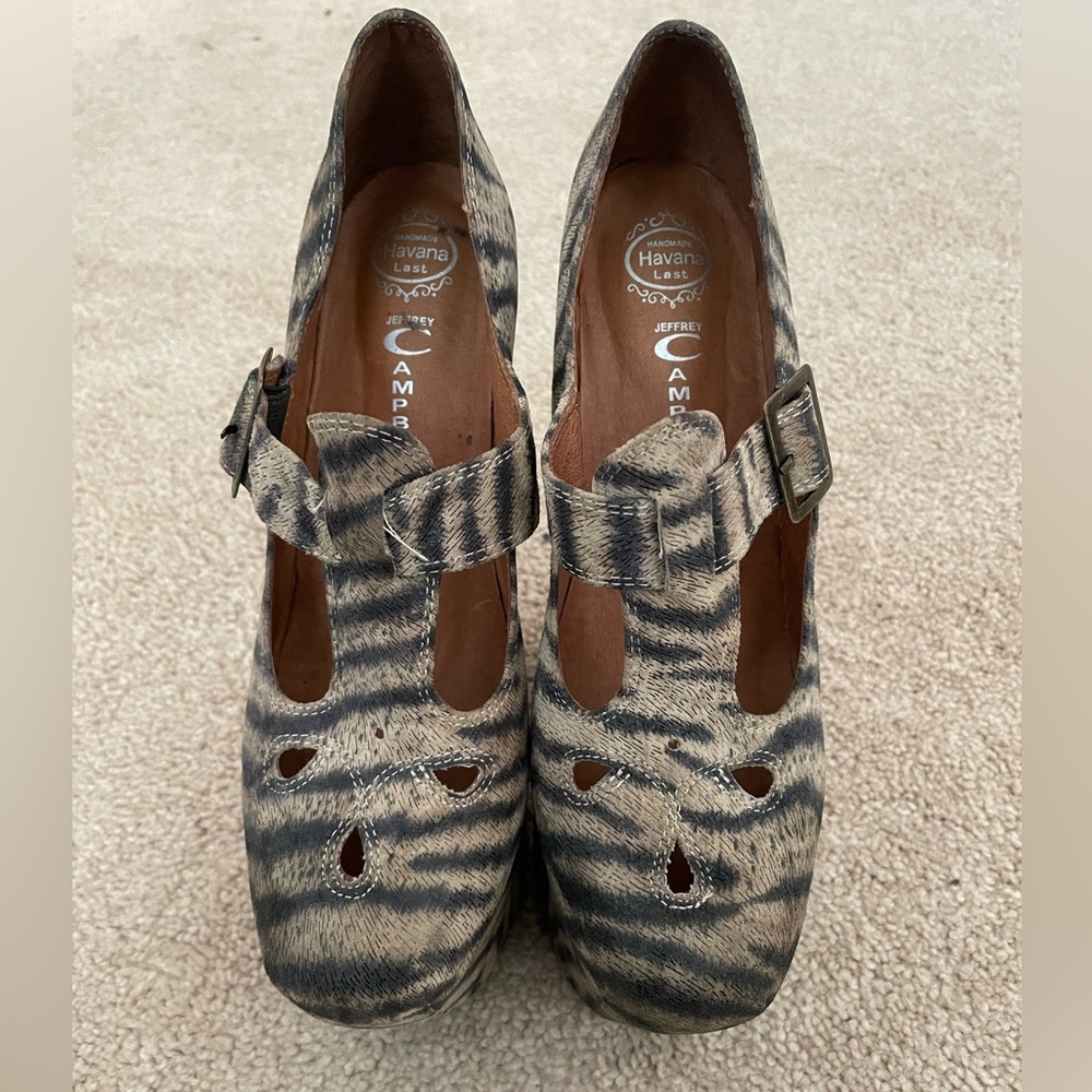 Jeffrey Campbell Tee-Off Beige Black Zebra - Picture 3 of 11